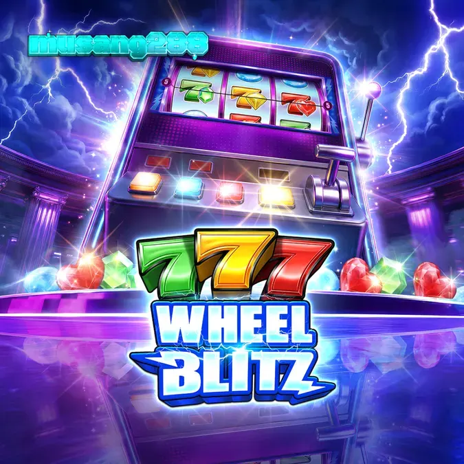 Tampilan antarmuka slot 777 Wheel Blitz dengan simbol permata dan roda bonus